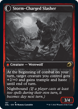 Reckless Stormseeker // Storm-Charged Slasher [Innistrad: Double Feature] | Jomio and Rueliete's Cards and Comics