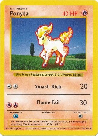 Ponyta (60/102) [Base Set Shadowless Unlimited] | Jomio and Rueliete's Cards and Comics