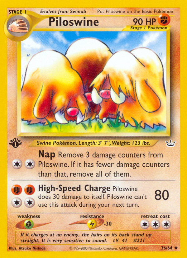 Piloswine (36/64) [Neo Revelation 1st Edition] | Jomio and Rueliete's Cards and Comics