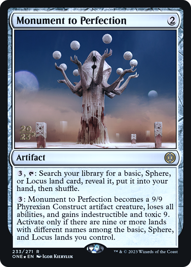 Monument to Perfection [Phyrexia: All Will Be One Prerelease Promos] | Jomio and Rueliete's Cards and Comics