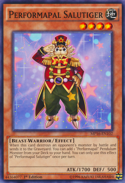 Performapal Salutiger [MP16-EN102] Common | Jomio and Rueliete's Cards and Comics