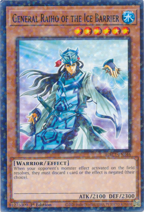 General Raiho of the Ice Barrier (Duel Terminal) [HAC1-EN046] Common | Jomio and Rueliete's Cards and Comics