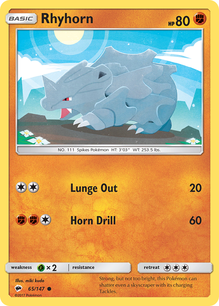 Rhyhorn (65/147) [Sun & Moon: Burning Shadows] | Jomio and Rueliete's Cards and Comics