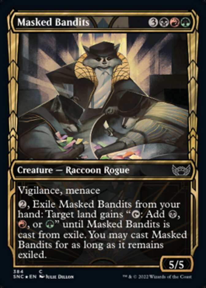 Masked Bandits (Showcase Golden Age Gilded Foil) [Streets of New Capenna] | Jomio and Rueliete's Cards and Comics