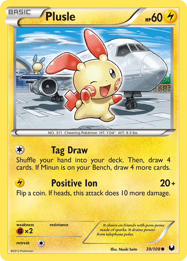 Plusle (39/108) [Black & White: Dark Explorers] | Jomio and Rueliete's Cards and Comics