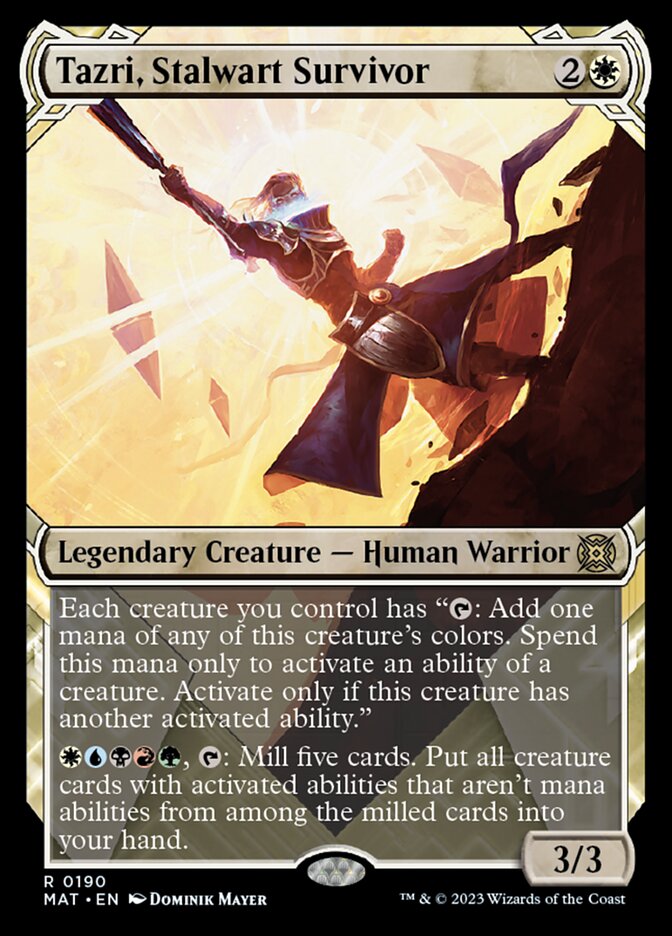 Tazri, Stalwart Survivor (Showcase Halo Foil) [March of the Machine: The Aftermath] | Jomio and Rueliete's Cards and Comics
