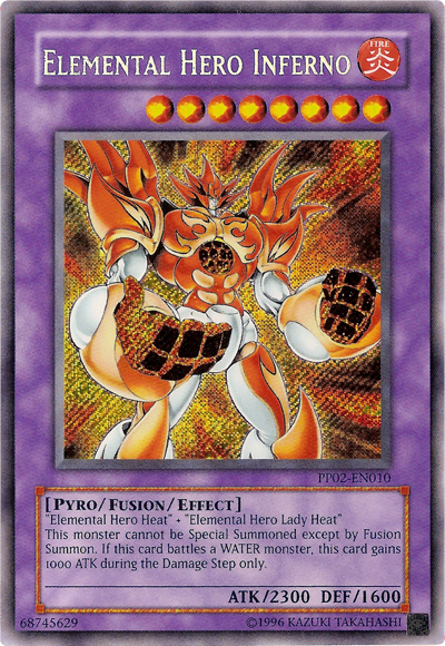 Elemental Hero Inferno [PP02-EN010] Secret Rare | Jomio and Rueliete's Cards and Comics