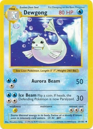 Dewgong (25/102) [Base Set Shadowless Unlimited] | Jomio and Rueliete's Cards and Comics