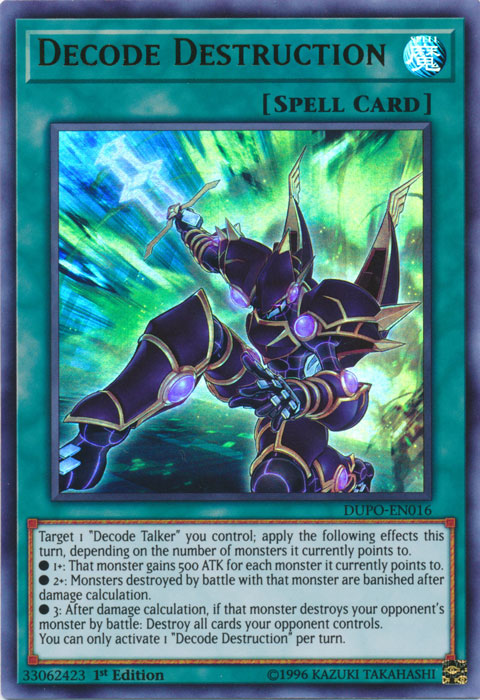 Decode Destruction [DUPO-EN016] Ultra Rare | Jomio and Rueliete's Cards and Comics