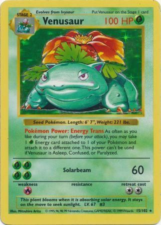 Venusaur (15/102) [Base Set Shadowless Unlimited] | Jomio and Rueliete's Cards and Comics
