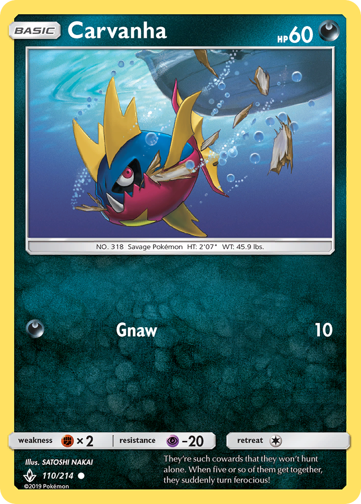 Carvanha (110/214) [Sun & Moon: Unbroken Bonds] | Jomio and Rueliete's Cards and Comics