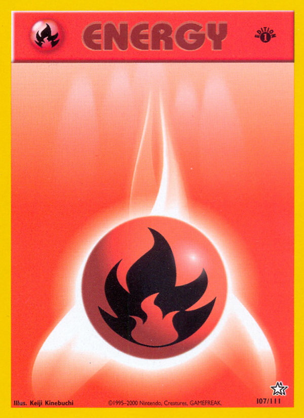 Fire Energy (107/111) [Neo Genesis 1st Edition] | Jomio and Rueliete's Cards and Comics