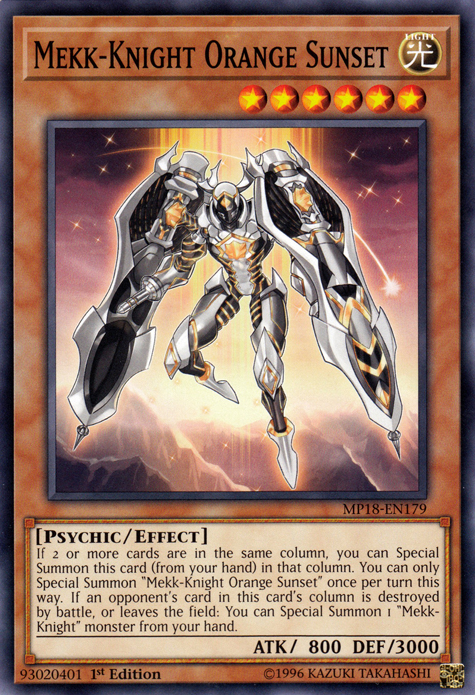 Mekk-Knight Orange Sunset [MP18-EN179] Common | Jomio and Rueliete's Cards and Comics