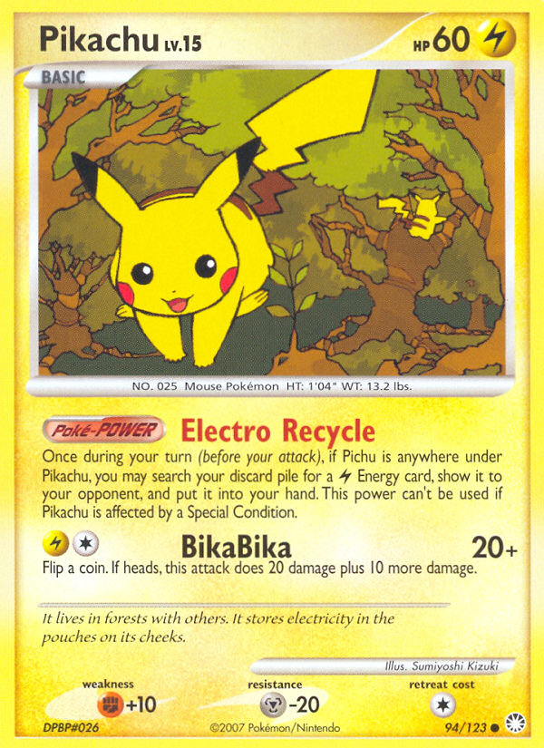 Pikachu (94/123) [Diamond & Pearl: Mysterious Treasures] | Jomio and Rueliete's Cards and Comics