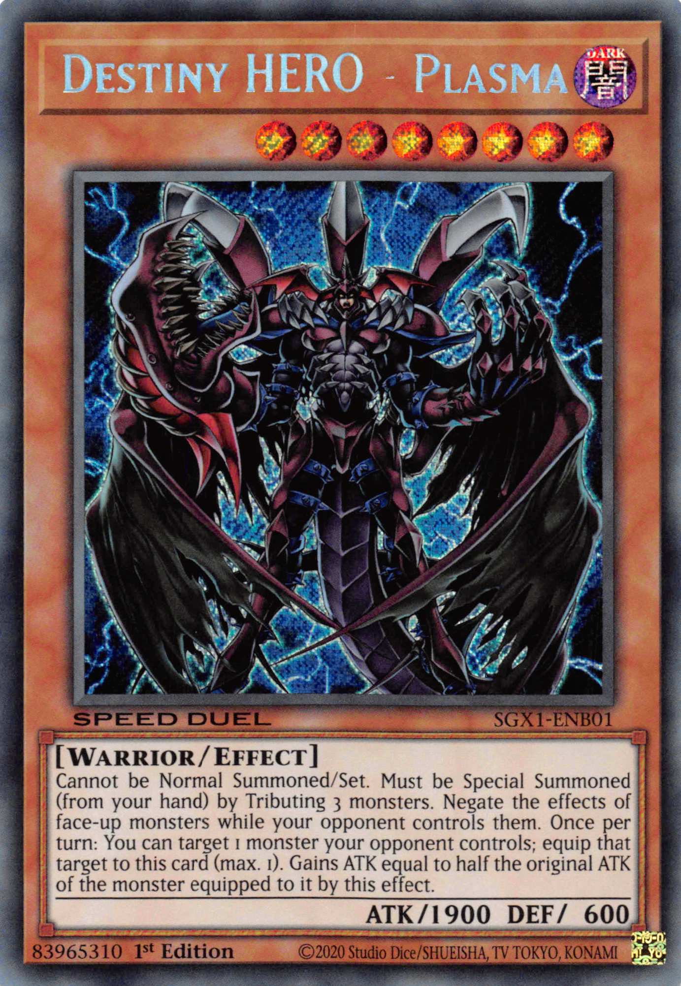 Destiny HERO - Plasma [SGX1-ENB01] Secret Rare | Jomio and Rueliete's Cards and Comics