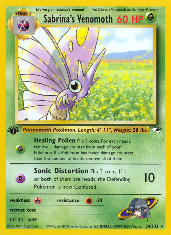 Sabrina's Venomoth (34/132) [Gym Heroes 1st Edition] | Jomio and Rueliete's Cards and Comics