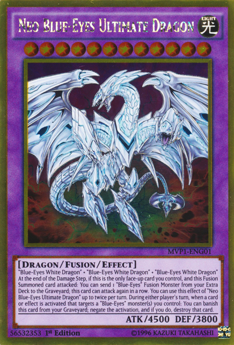 Neo Blue-Eyes Ultimate Dragon [MVP1-ENG01] Gold Rare | Jomio and Rueliete's Cards and Comics