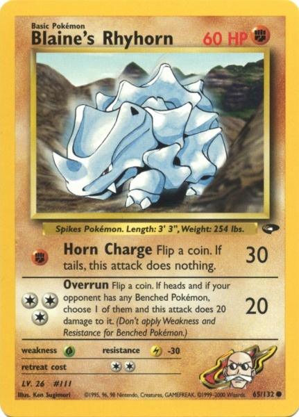 Blaine's Rhyhorn (65/132) [Gym Challenge Unlimited] | Jomio and Rueliete's Cards and Comics