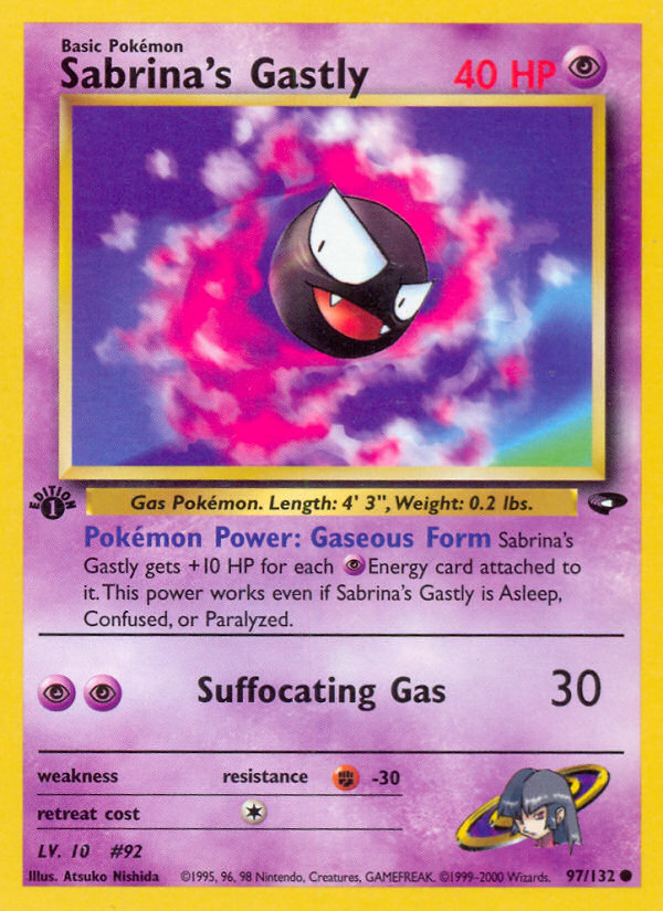 Sabrina's Gastly (97/132) [Gym Challenge 1st Edition] | Jomio and Rueliete's Cards and Comics