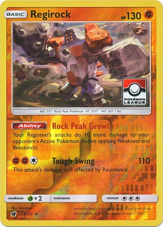 Regirock (53/111) (League Promo) [Sun & Moon: Crimson Invasion] | Jomio and Rueliete's Cards and Comics