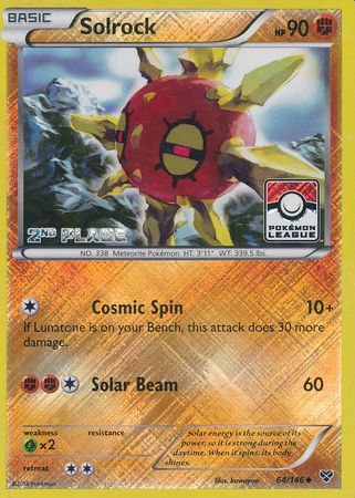 Solrock (64/146) (2nd Place League Challenge Promo) [XY: Base Set] | Jomio and Rueliete's Cards and Comics