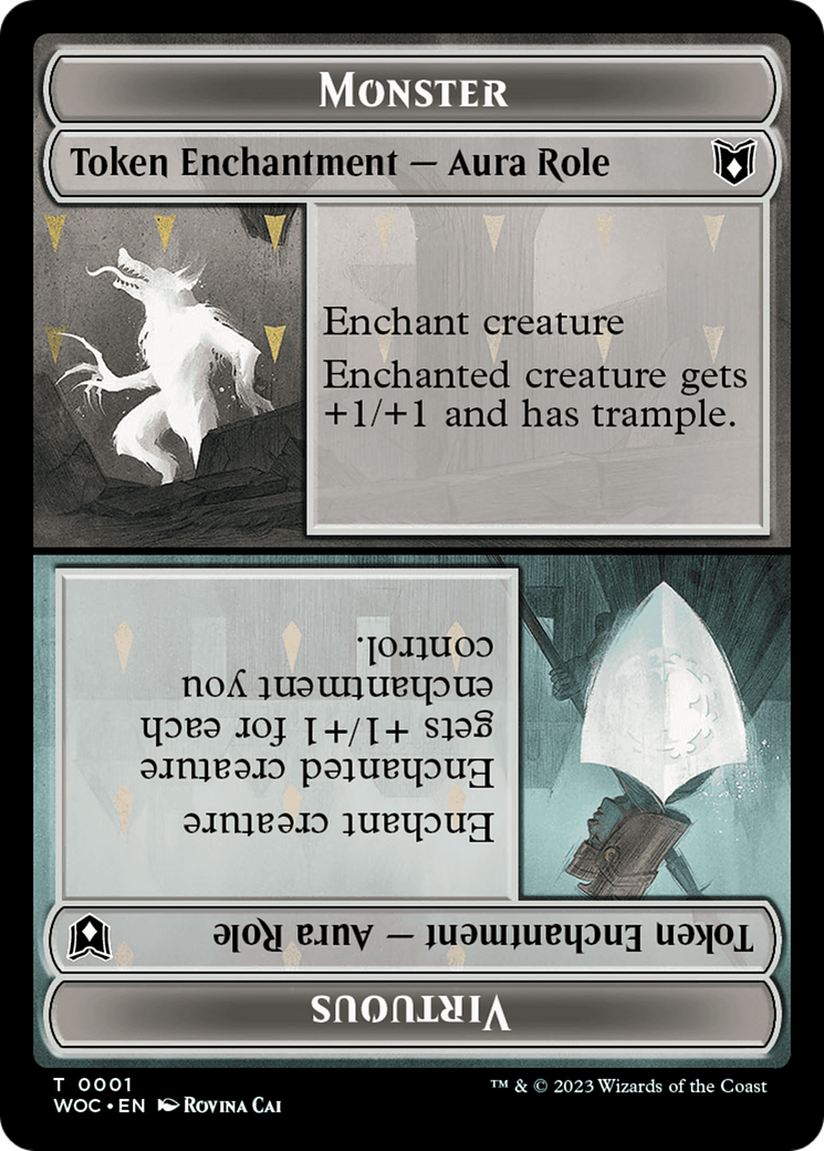 Copy // Monster Role / Virtuous Role Double-Sided Token [Wilds of Eldraine Commander Tokens] | Jomio and Rueliete's Cards and Comics