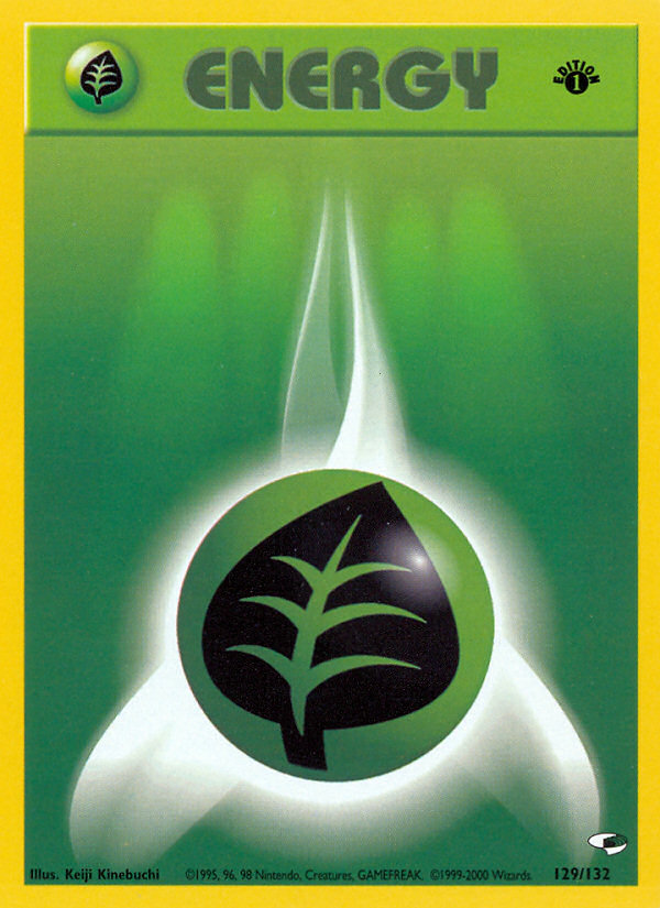 Grass Energy (129/132) [Gym Heroes 1st Edition] | Jomio and Rueliete's Cards and Comics