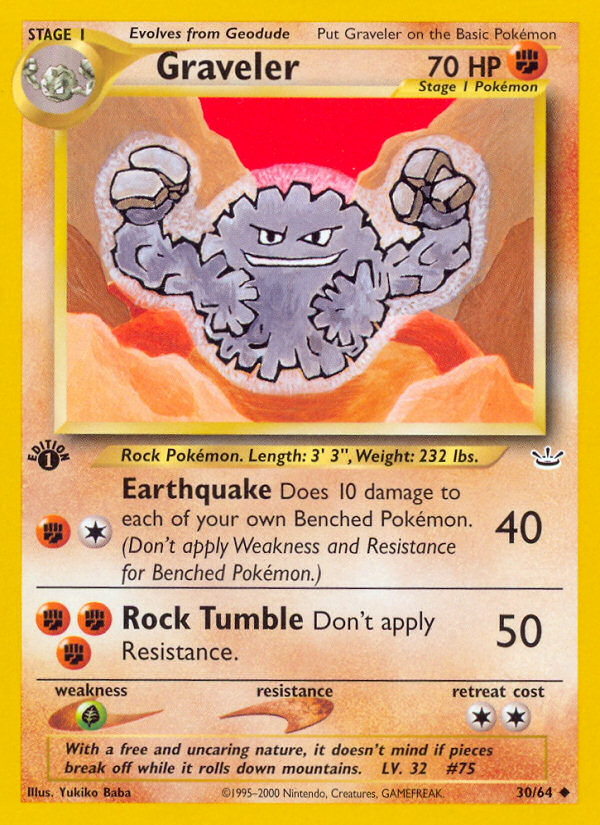 Graveler (30/64) [Neo Revelation 1st Edition] | Jomio and Rueliete's Cards and Comics