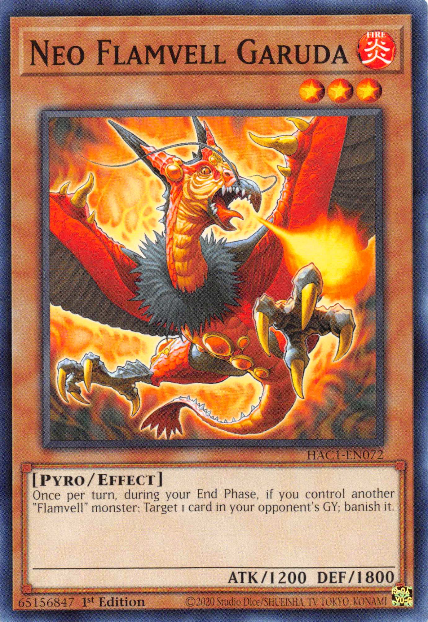 Neo Flamvell Garuda (Duel Terminal) [HAC1-EN072] Parallel Rare | Jomio and Rueliete's Cards and Comics
