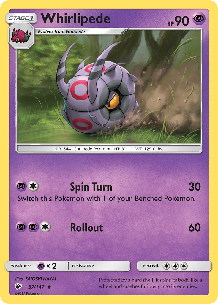 Whirlipede (57/147) [Sun & Moon: Burning Shadows] | Jomio and Rueliete's Cards and Comics