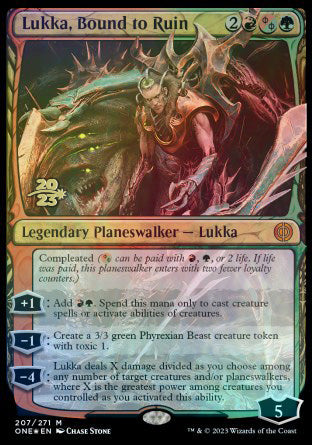 Lukka, Bound to Ruin [Phyrexia: All Will Be One Prerelease Promos] | Jomio and Rueliete's Cards and Comics