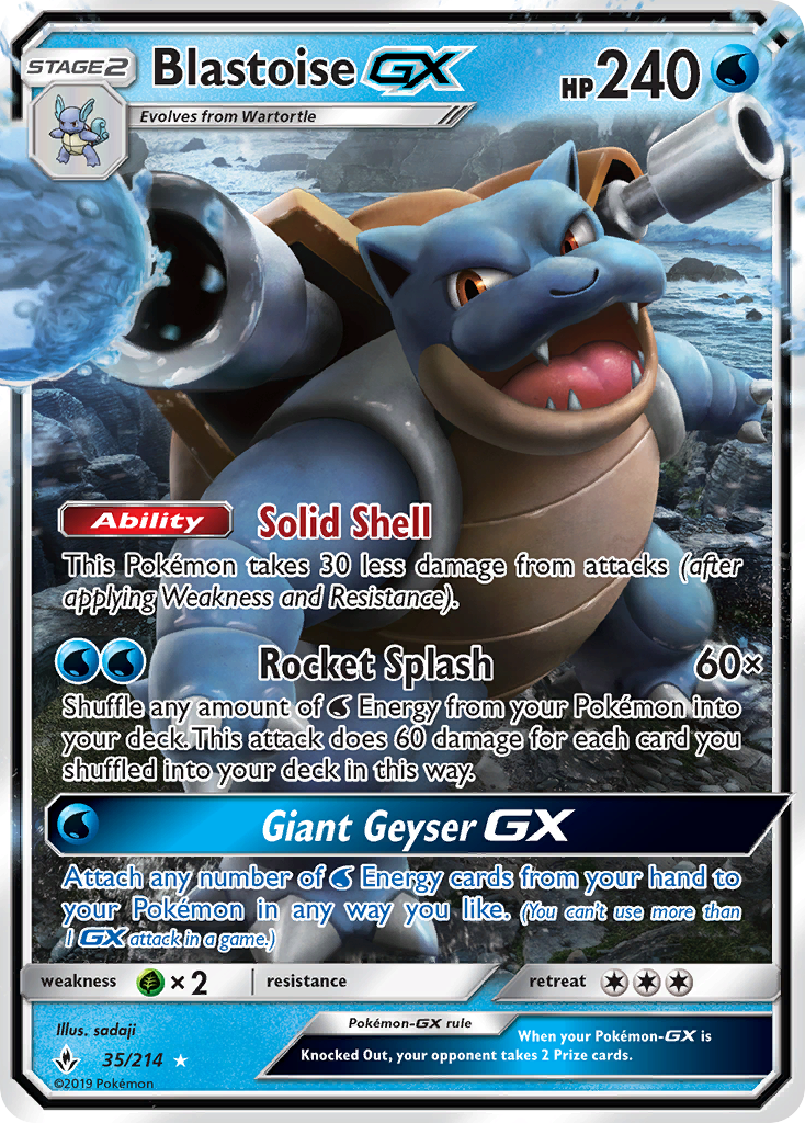 Blastoise GX (35/214) [Sun & Moon: Unbroken Bonds] | Jomio and Rueliete's Cards and Comics