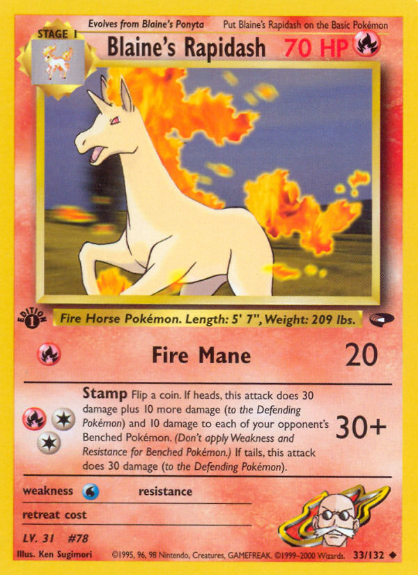 Blaine's Rapidash (33/132) [Gym Challenge 1st Edition] | Jomio and Rueliete's Cards and Comics