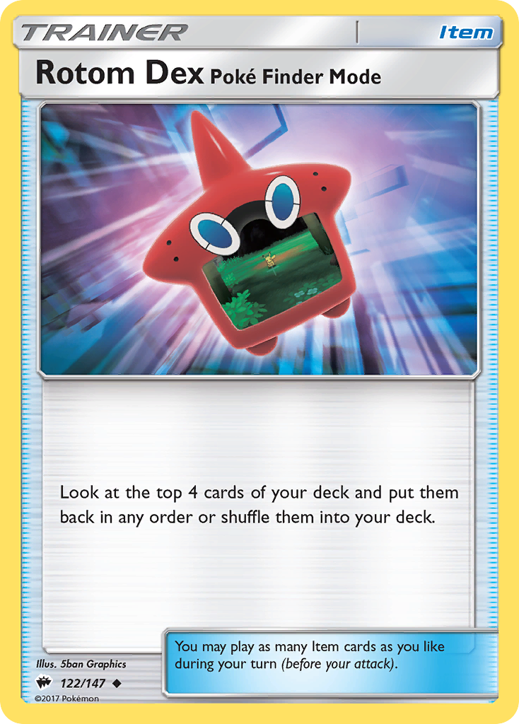 Rotom Dex Poke Finder Mode (122/147) [Sun & Moon: Burning Shadows] | Jomio and Rueliete's Cards and Comics