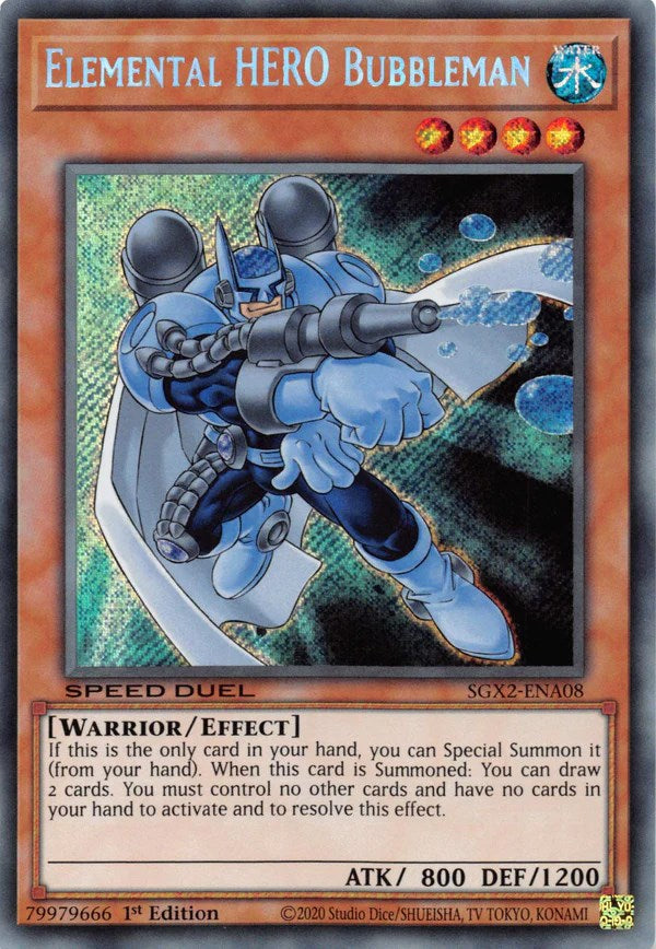 Elemental HERO Bubbleman [SGX2-ENA08] Secret Rare | Jomio and Rueliete's Cards and Comics