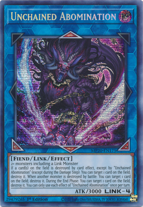 Unchained Abomination [MP20-EN175] Prismatic Secret Rare | Jomio and Rueliete's Cards and Comics