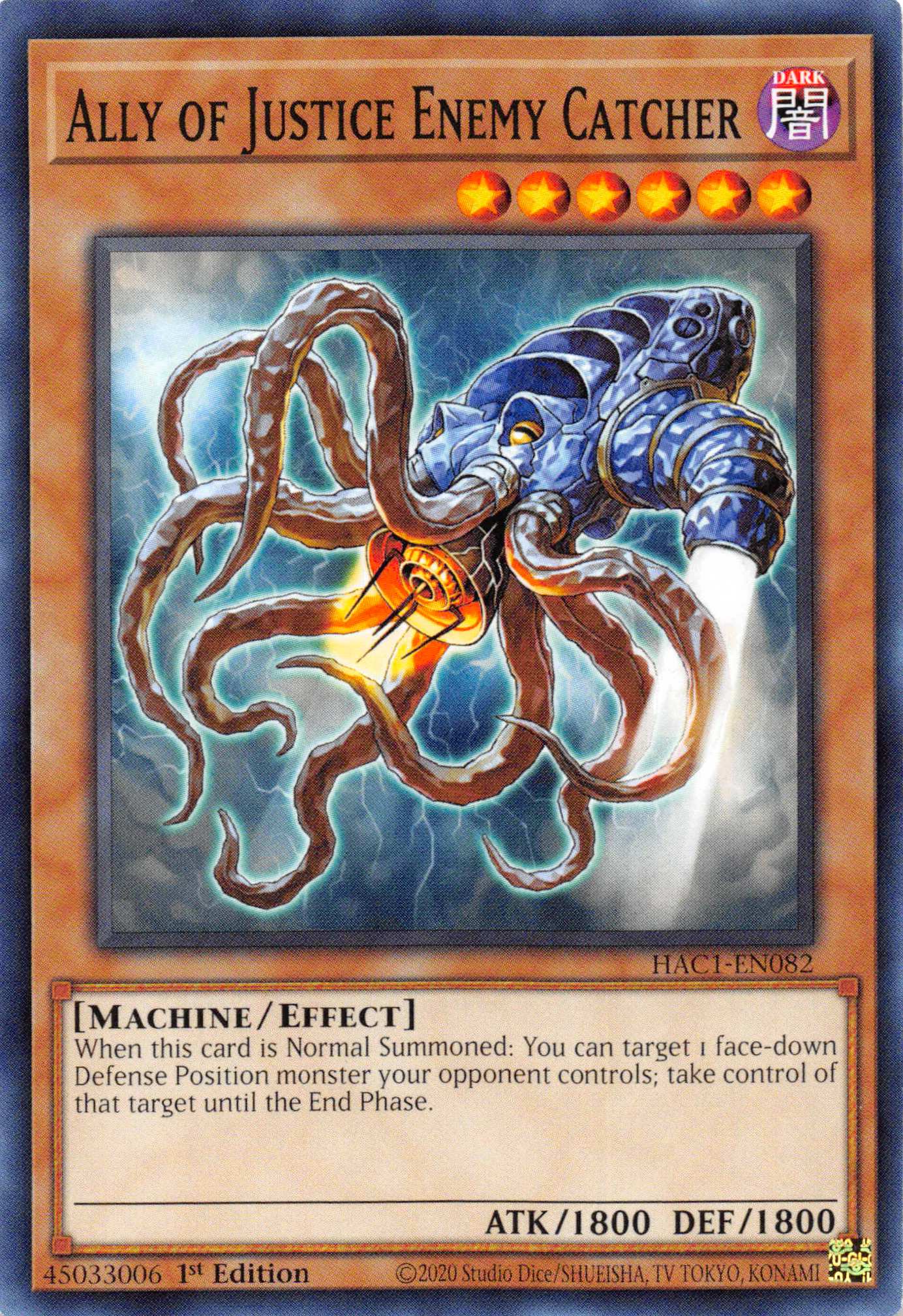 Ally of Justice Enemy Catcher [HAC1-EN082] Common | Jomio and Rueliete's Cards and Comics