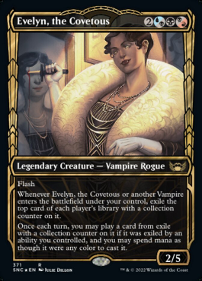 Evelyn, the Covetous (Showcase Golden Age Gilded Foil) [Streets of New Capenna] | Jomio and Rueliete's Cards and Comics