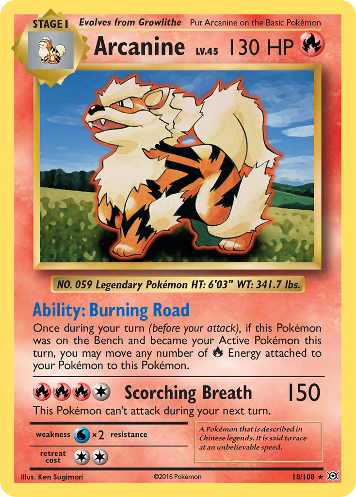 Arcanine (18/108) [XY: Evolutions] | Jomio and Rueliete's Cards and Comics