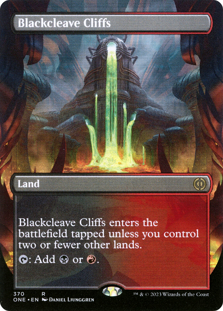 Blackcleave Cliffs (Borderless Alternate Art) [Phyrexia: All Will Be One] | Jomio and Rueliete's Cards and Comics