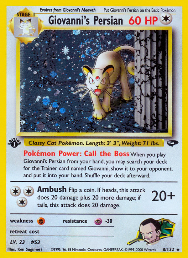 Giovanni's Persian (8/132) [Gym Challenge 1st Edition] | Jomio and Rueliete's Cards and Comics