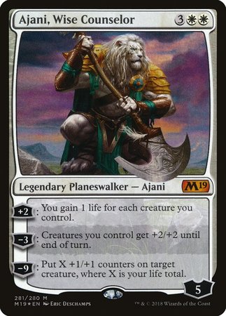 Ajani, Wise Counselor [Core Set 2019] | Jomio and Rueliete's Cards and Comics