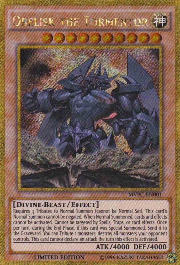 Obelisk the Tormentor [MVPC-EN001] Gold Secret Rare | Jomio and Rueliete's Cards and Comics