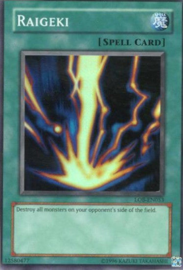 Raigeki [LOB-EN053] Super Rare | Jomio and Rueliete's Cards and Comics