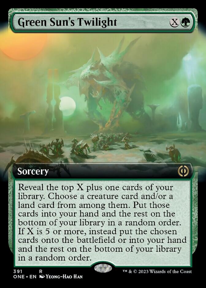 Green Sun's Twilight (Extended Art) [Phyrexia: All Will Be One] | Jomio and Rueliete's Cards and Comics