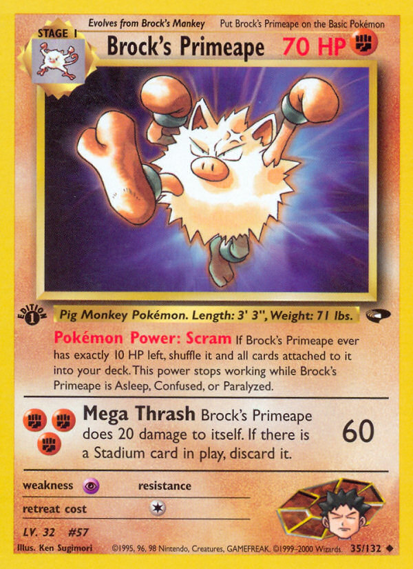 Brock's Primeape (35/132) [Gym Challenge 1st Edition] | Jomio and Rueliete's Cards and Comics