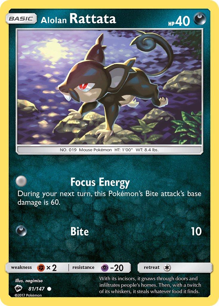 Alolan Rattata (81/147) [Sun & Moon: Burning Shadows] | Jomio and Rueliete's Cards and Comics