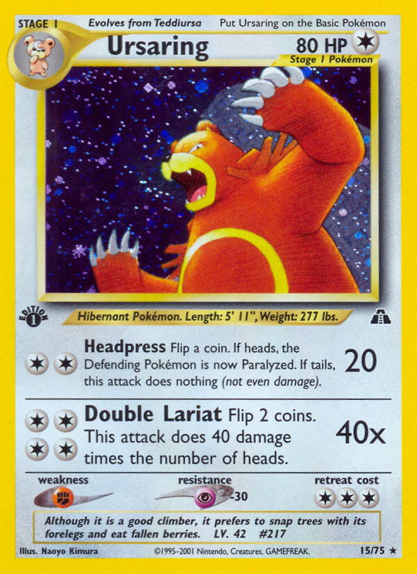 Ursaring (15/75) [Neo Discovery 1st Edition] | Jomio and Rueliete's Cards and Comics