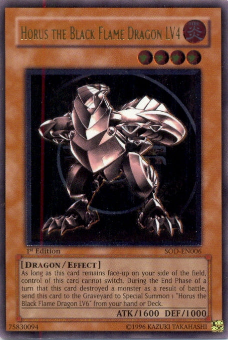 Horus The Black Flame Dragon LV4 (UTR) [SOD-EN006] Ultimate Rare | Jomio and Rueliete's Cards and Comics