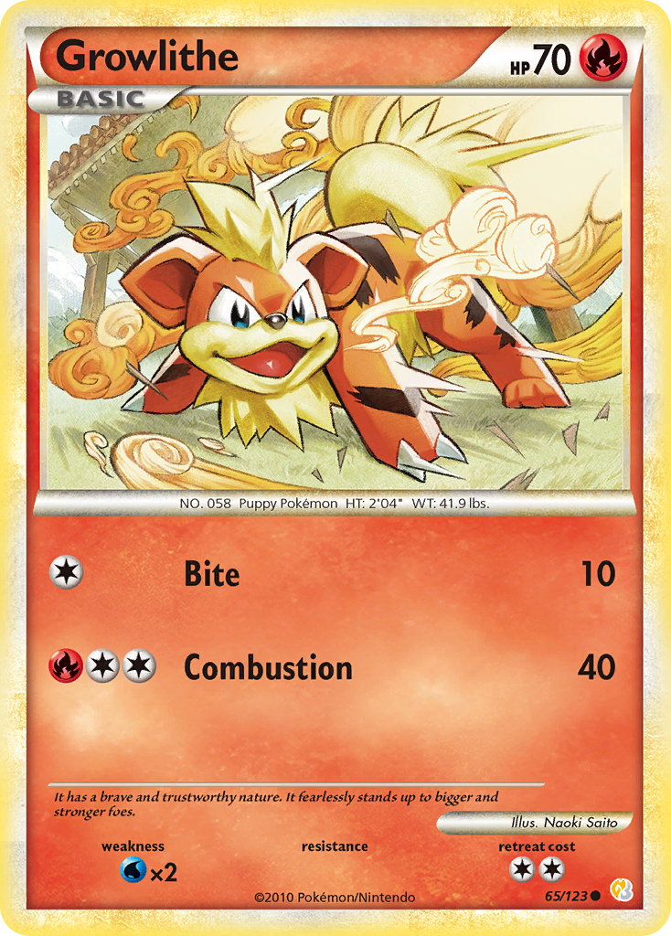 Growlithe (65/123) [HeartGold & SoulSilver: Base Set] | Jomio and Rueliete's Cards and Comics